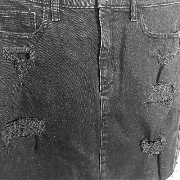 Hollister Denim Mini Skirt Ultra High Rise Distressed Black Size 7 Waist 28” - Picture 7 of 15